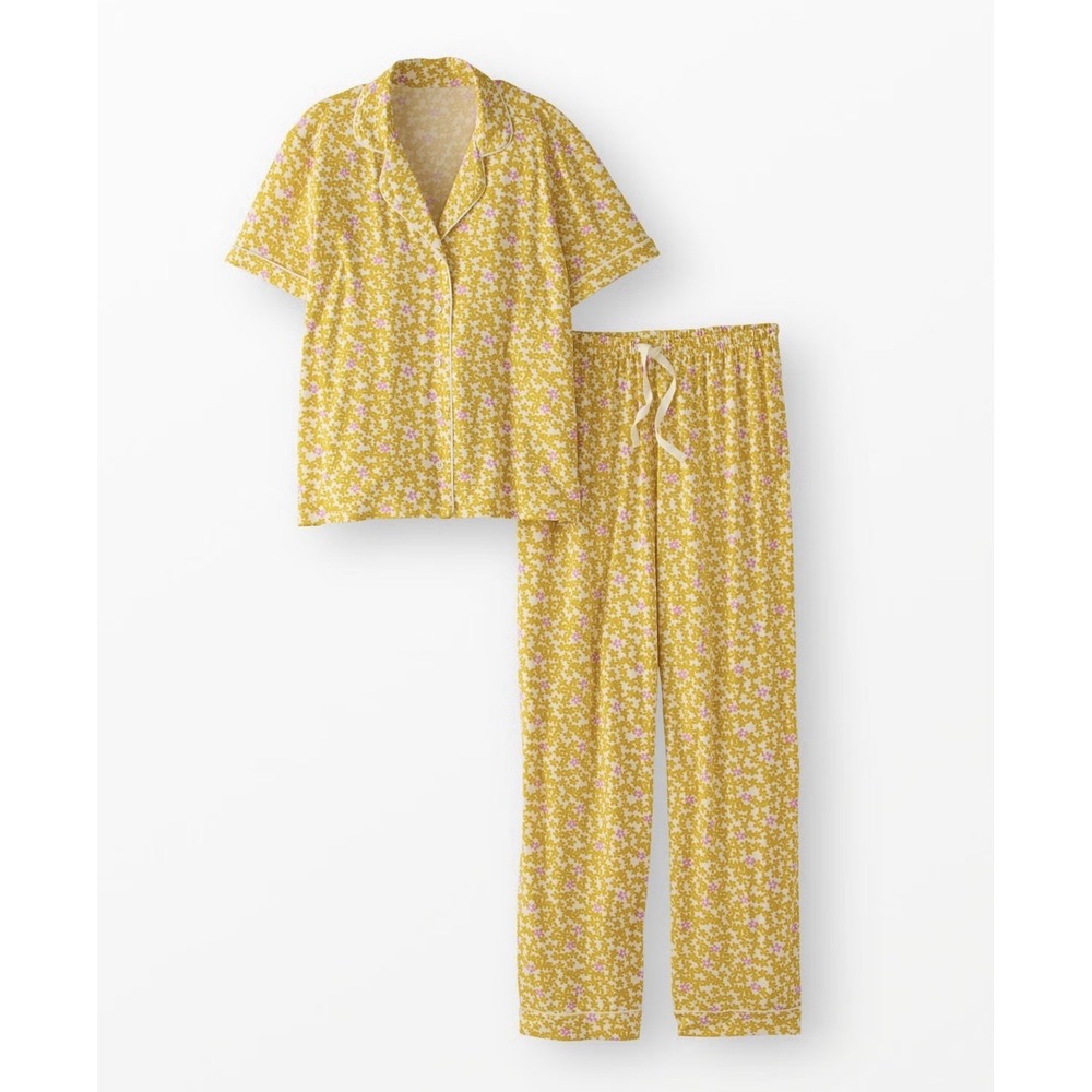 Hanna Andersson Womens Pajama Set Size S Yellow Floral Tencel Modal